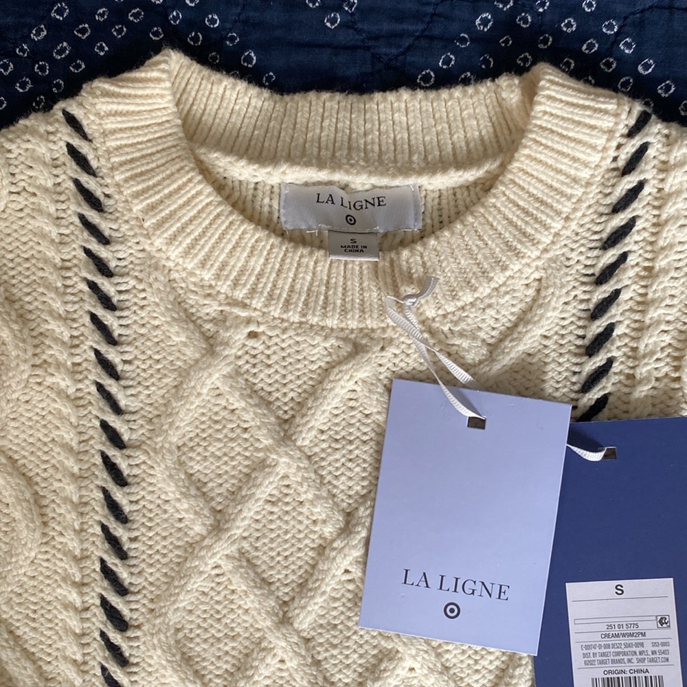 La Ligne x Target Cable-knit Whipstich Stripe Crewneck Sweater, Size Small - Picture 5 of 7